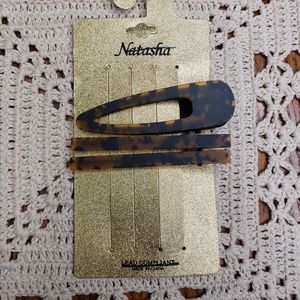 Natasha tortoise shell barrettes hair clips new